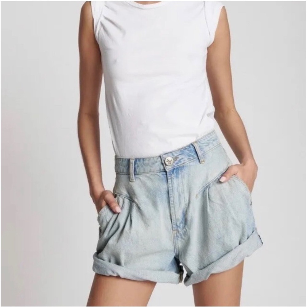 OneTeaspoon Street Walker Denim Shorts Kansas Light Wash High Waisted Sz 27‎ NWT
